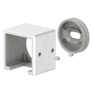 Raccordo tubo quadro 40x40 a muro destro AISI 316 sat.