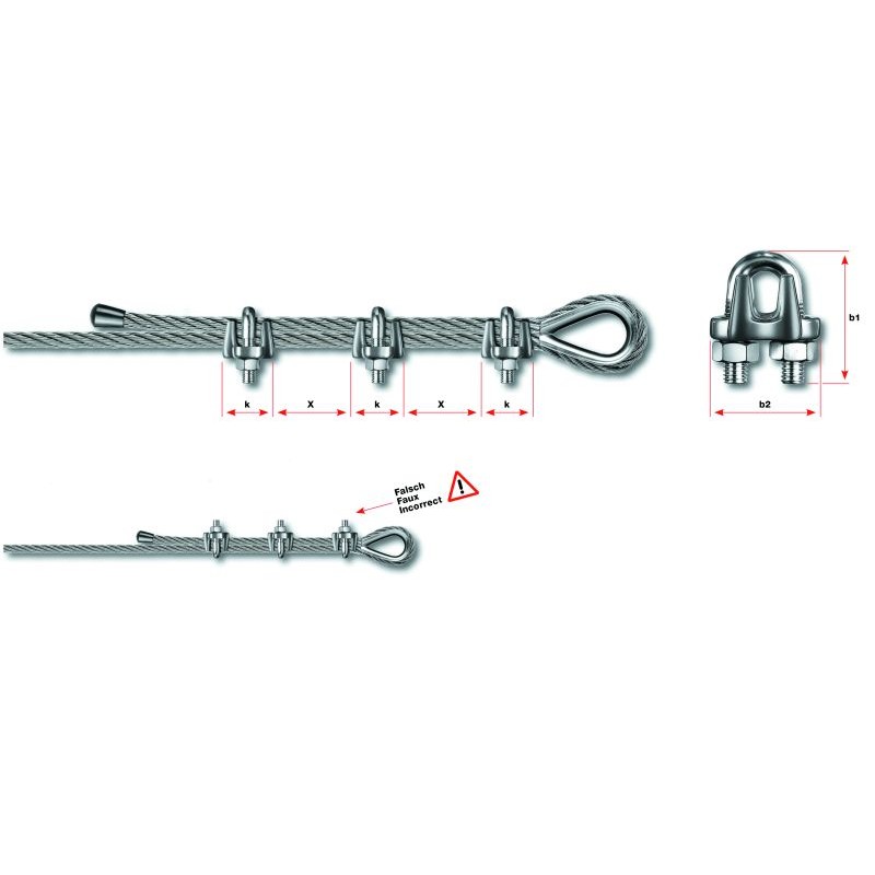 Morsetto ad archetto per fune 12 mm AISI 316