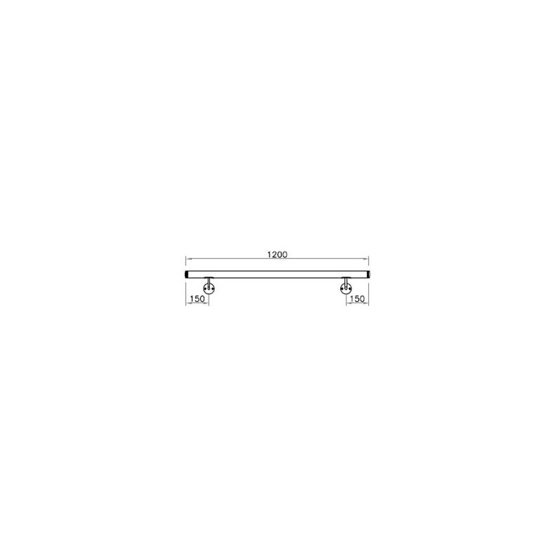 Corrimano a misura L1200mm con tubo d. 33,7x2mm aisi 304