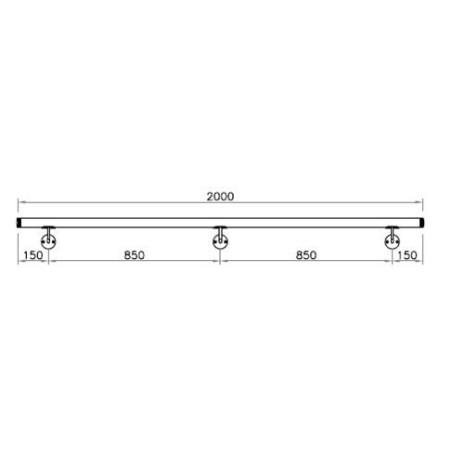Corrimano a misura L2000mm con tubo d. 42,4x2mm aisi 304
