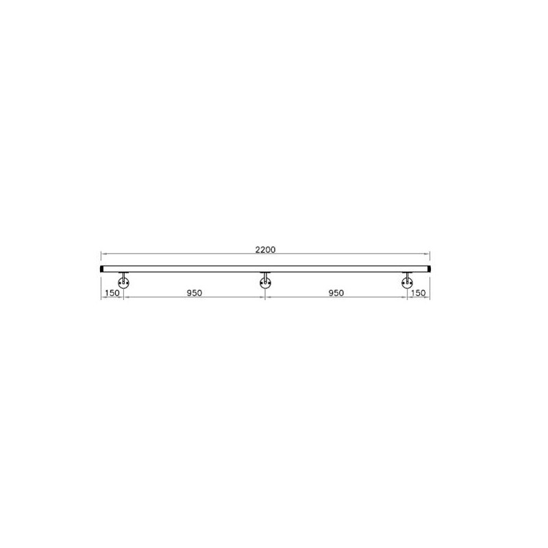 Corrimano a misura L2200mm con tubo d. 42,4x2mm aisi 304