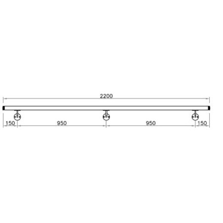 Corrimano a misura L2200mm con tubo d. 42,4x2mm aisi 304