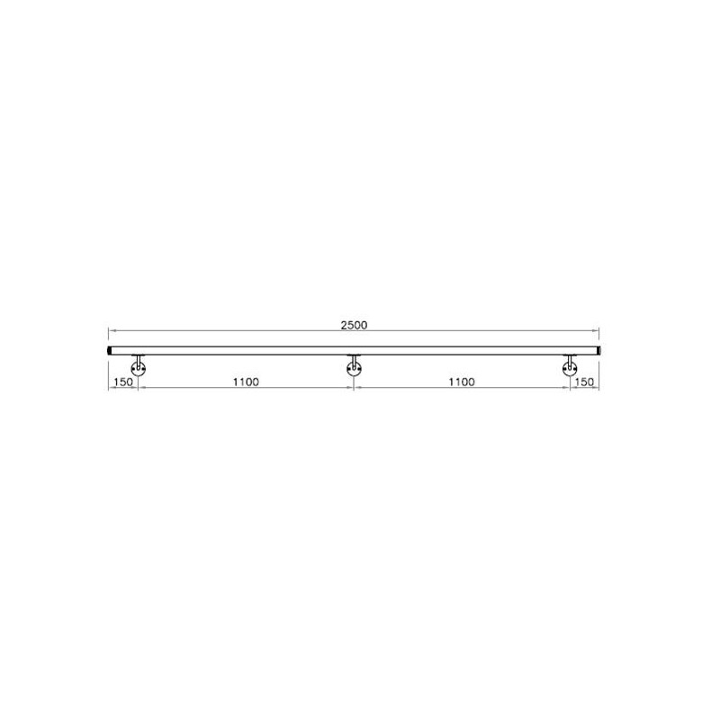 Corrimano a misura L2500mm con tubo d. 42,4x2mm aisi 304