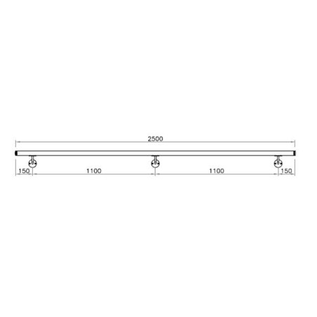 Corrimano a misura L2500mm con tubo d. 42,4x2mm aisi 304