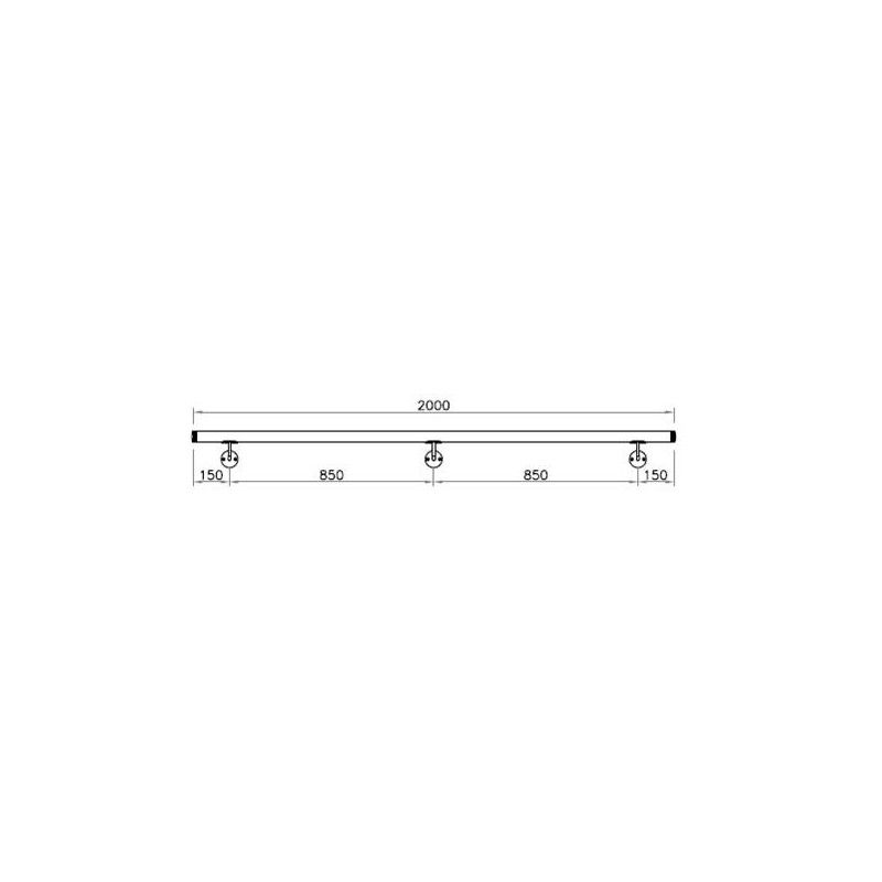 Corrimano a misura L2000mm con tubo d. 48,3x2mm aisi 304