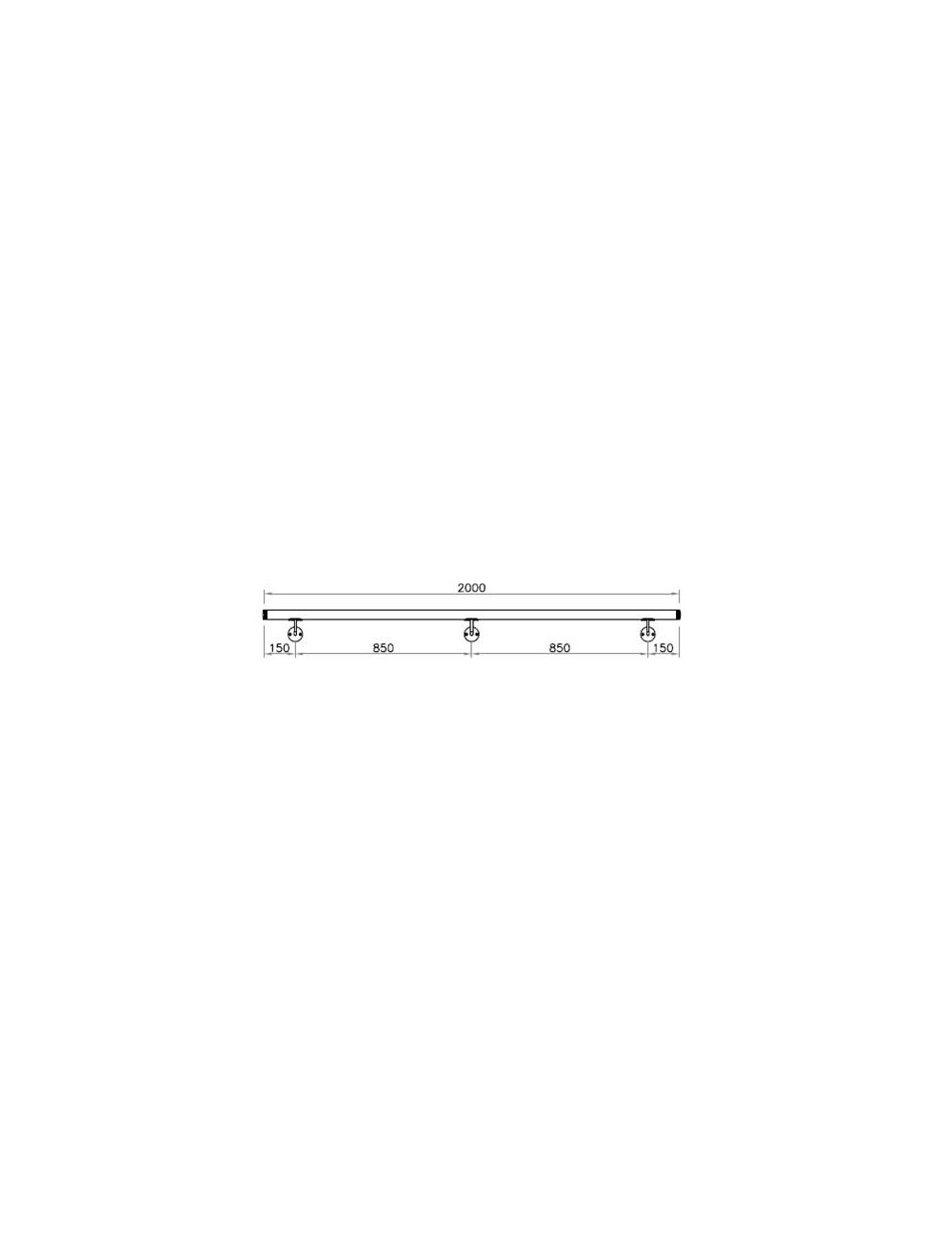 Corrimano a misura L2000mm con tubo d. 42,4x2mm aisi 316