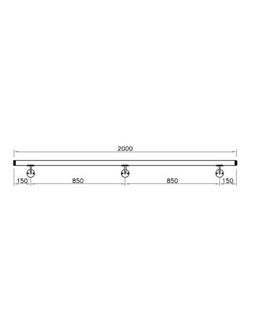 Corrimano a misura L2000mm con tubo d. 42,4x2mm aisi 316