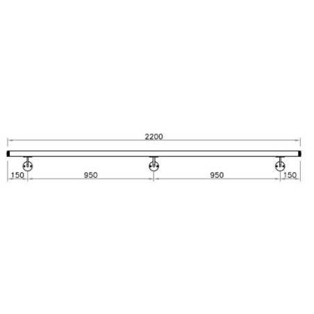 Corrimano a misura L2200mm con tubo d. 42,4x2mm aisi 316