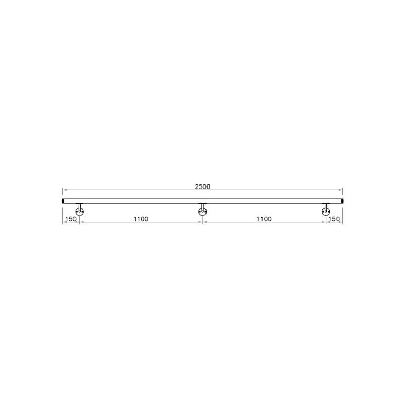 Corrimano a misura L2500mm con tubo d. 42,4x2mm aisi 316