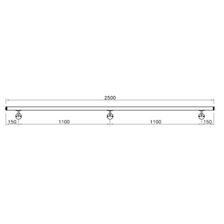 Corrimano a misura L2500mm con tubo d. 42,4x2mm aisi 316