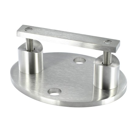 Piastra di ancoraggio ovale H28mm per tubo d. 42,4mm aisi 304