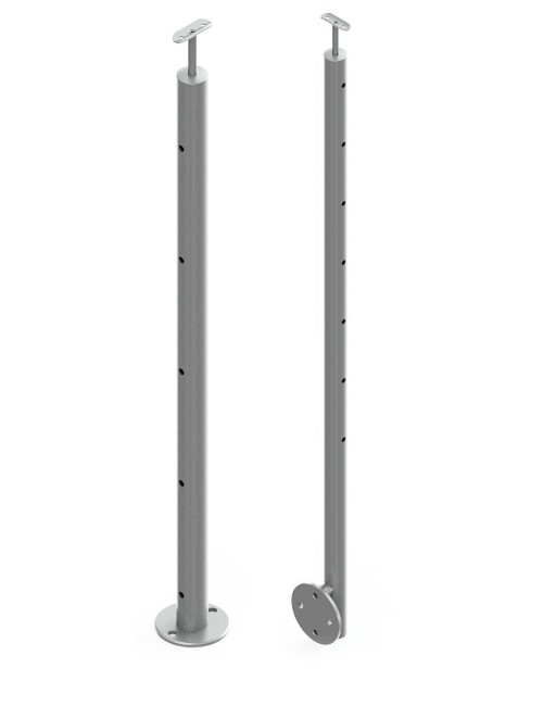 Montanti a sezione tonda con fori passanti per tondino