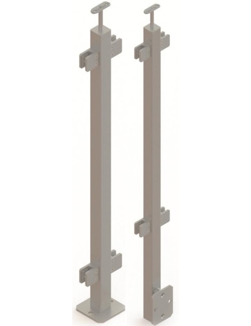 Montanti a sezione quadrata con supporti per vetro