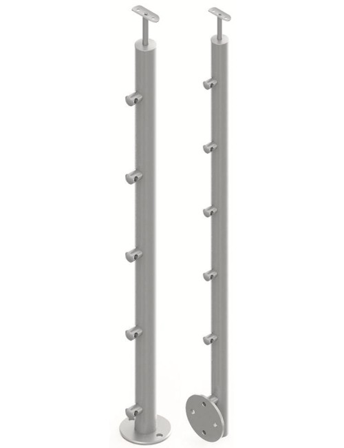 Montanti a sezione tonda con supporti per tondino laterali