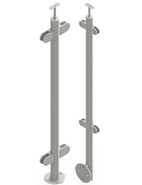 Montanti a sezione tonda con supporti per vetro