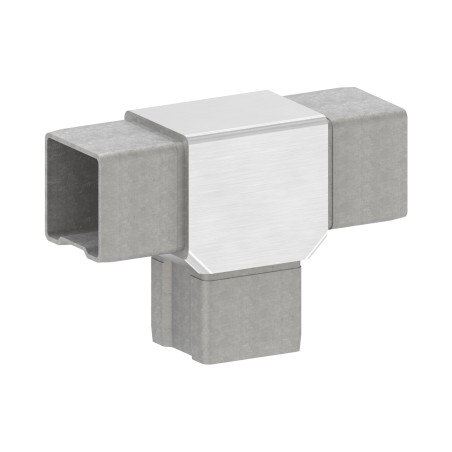 Raccordo a T per tubo quadro 30x30x2 mm AISI 316 sat.