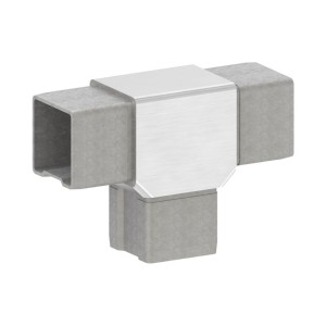 Raccordo a T per tubo quadro 30x30x2 mm AISI 316 sat.