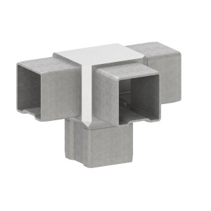 Raccordo a 4 vie tubo quadro 30x30x2 AISI 316 sat.