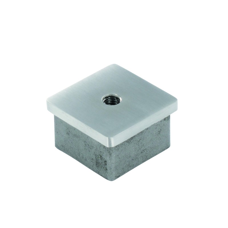 Terminale per tubo quadro 30x30x2mm con filetto aisi 304