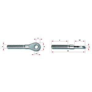 Occhiello con filetto destro M16 in AISI 316