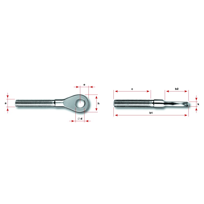 Occhiello filetto sinistro M5 in AISI 316
