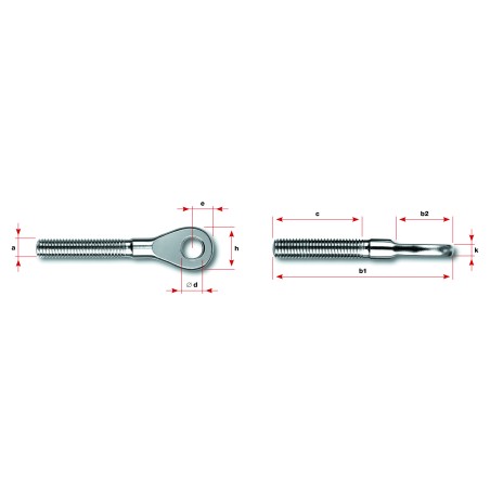 Occhiello filetto sinistro M5 in AISI 316
