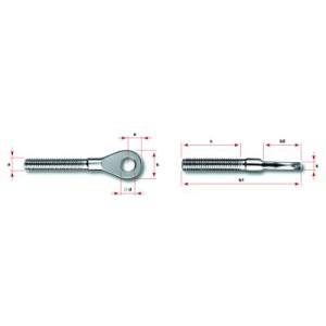 Occhiello filetto sinistro corto M6 in AISI 316