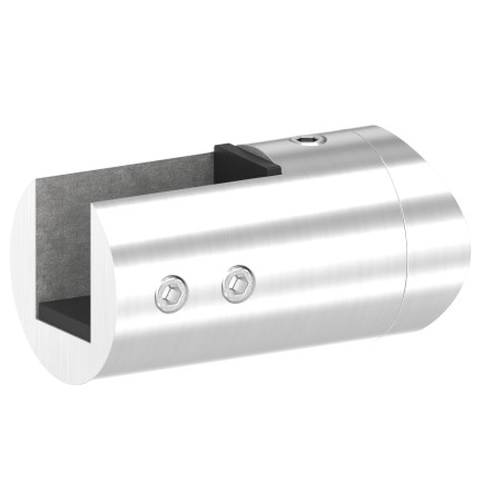 Supporto vetro SX per tubo Ø48,3 mm in AISI 304 sat.