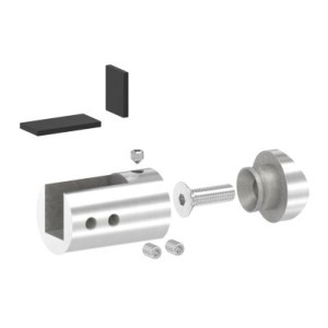 Supporto vetro SX per tubo Ø48,3 mm in AISI 304 sat.