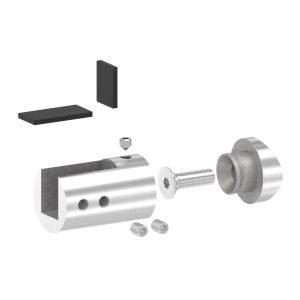 Supporto vetro SX per tubo Ø48,3 mm in AISI 304 sat.