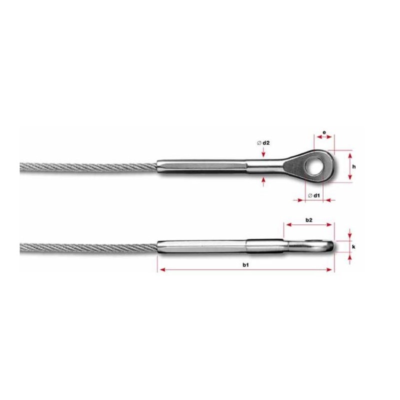 Occhiello a pressare per fune d. 2mm aisi 316