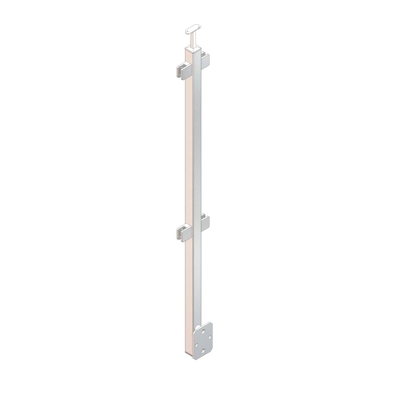 Montante angolo 90° interno 40x40 AISI 316 sat.