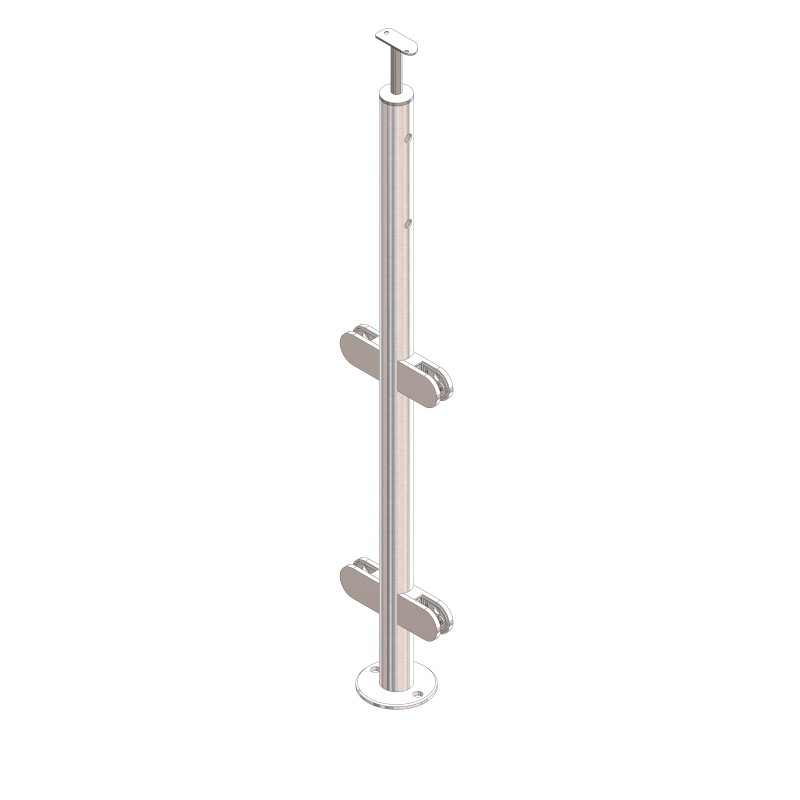 Montante tondo angolo 90° AISI 316 satinato 960 mm