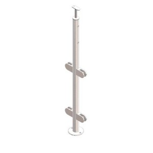 Montante tondo angolo 90° AISI 316 satinato 960 mm