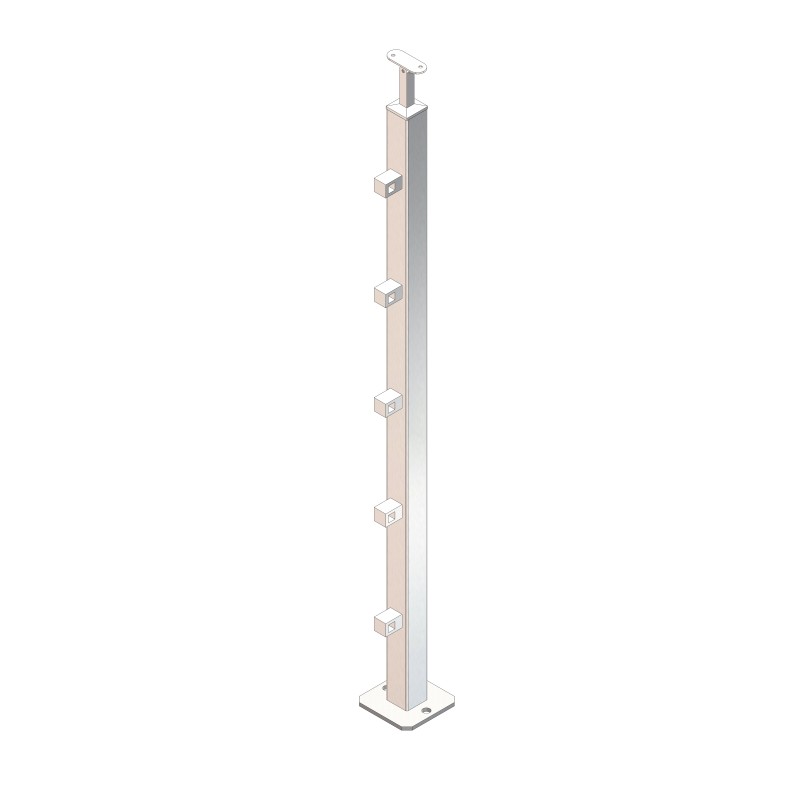 Montante quadro scala 40x40x2 AISI 304 satinato