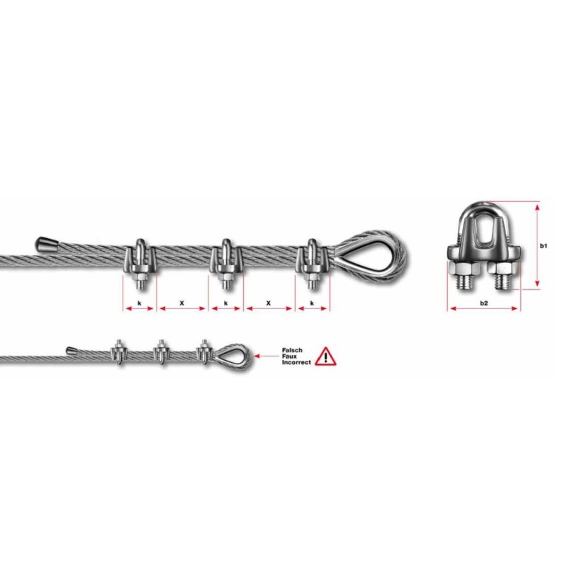 Morsetto ad archetto per fune d. 4mm aisi 316