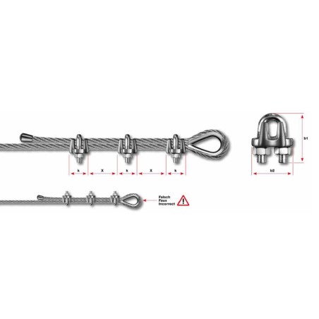 Morsetto ad archetto per fune d. 4mm aisi 316