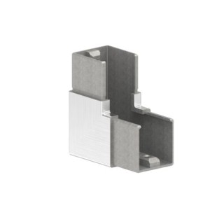 Raccordo verticale 90° tubo quadro AISI 316 satinato
