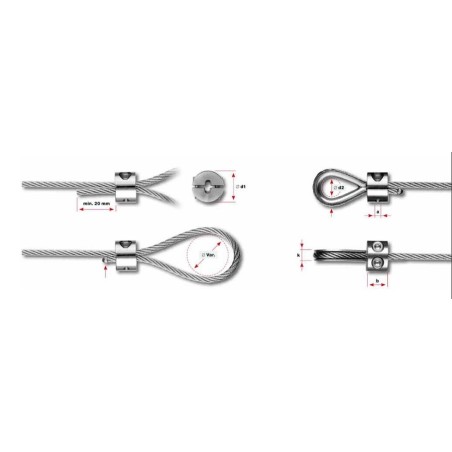 Cappio con collegamento leggero per fune d. 2mm