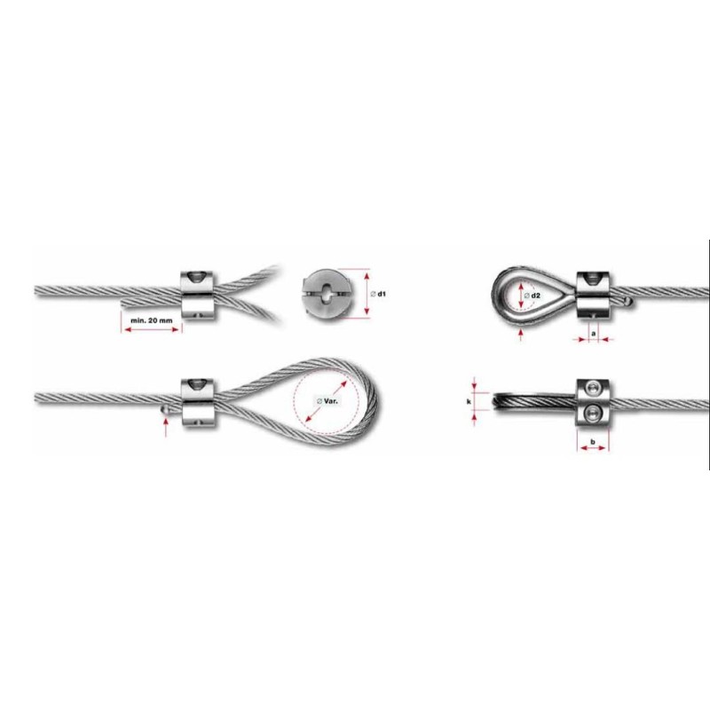 Cappio con collegamento leggero per fune d. 8mm