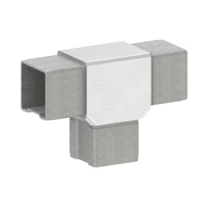 Raccordo a T per tubo quadro 40x40x2 mm AISI 316 sat.