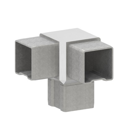 Raccordo doppia Y tubo quadro 40x40x2 AISI 316 sat.