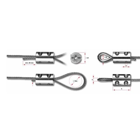 Cappio con collegamento per fune d. 8mm aisi 316