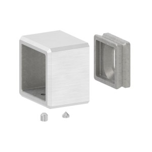 Raccordo tubo quadro 40x40 con attacco a muro AISI 304