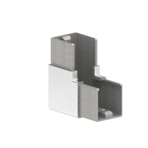 Raccordo verticale 90° tubo quadro AISI 304 satinato