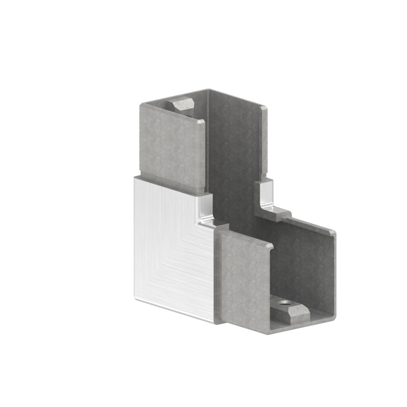 Raccordo verticale 90° tubo quadro AISI 304 satinato