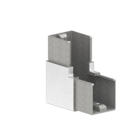 Raccordo verticale 90° tubo quadro AISI 304 satinato