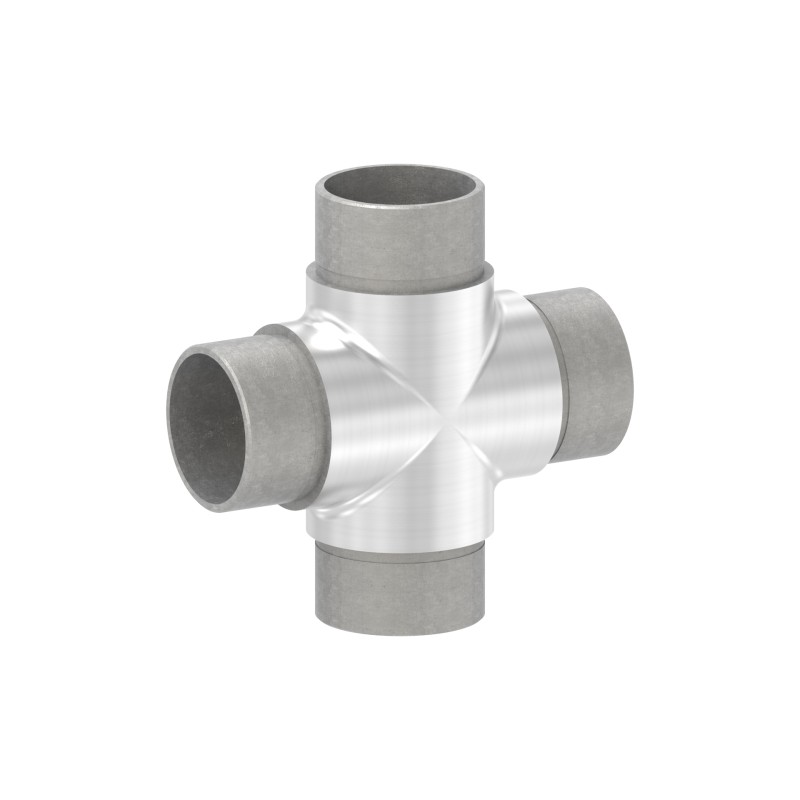 Raccordo a croce per tubo 33,7x2 mm AISI 304 sat.