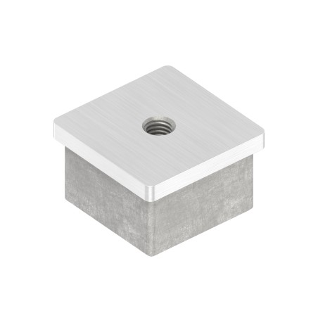 Tappo per tubo 40x40x3 mm con filetto M8 AISI 304