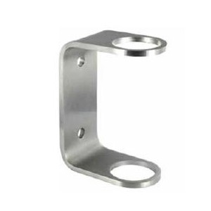 Piastra di ancoraggio laterale con due fori per tubo d. 33,7mm aisi 304